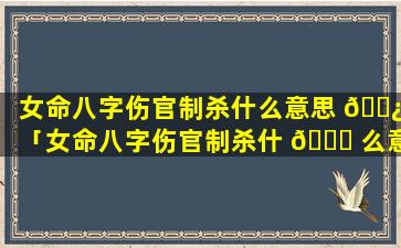 女命八字伤官制杀什么意思 🌿 「女命八字伤官制杀什 🐅 么意思呀」